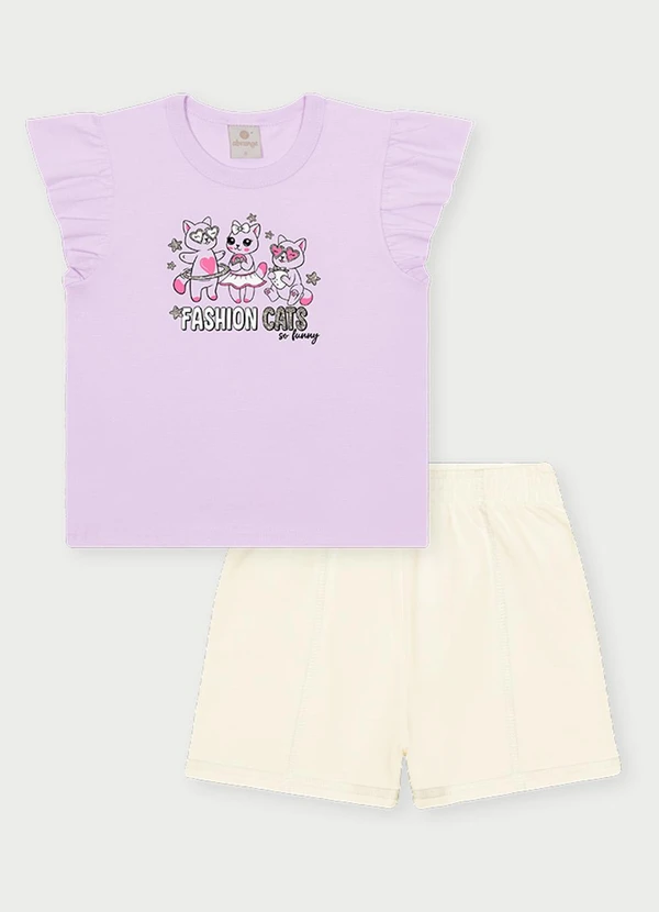 Abrange - Conjunto Menina Fashion Cats Roxo