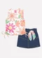 Cinti - Conjunto Menina Floral Rosa - variação: Laranja