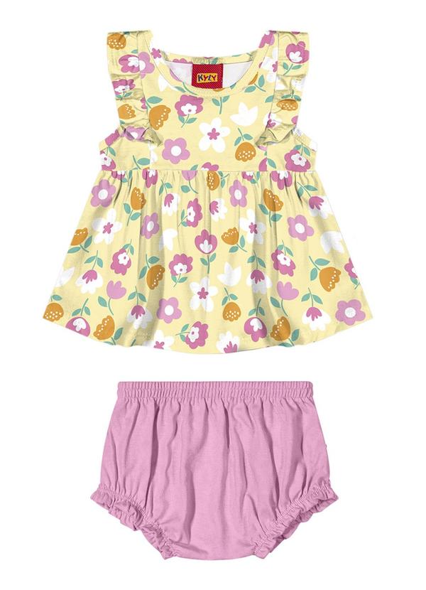 Kyly - Conjunto Menina Flores Amarelo
