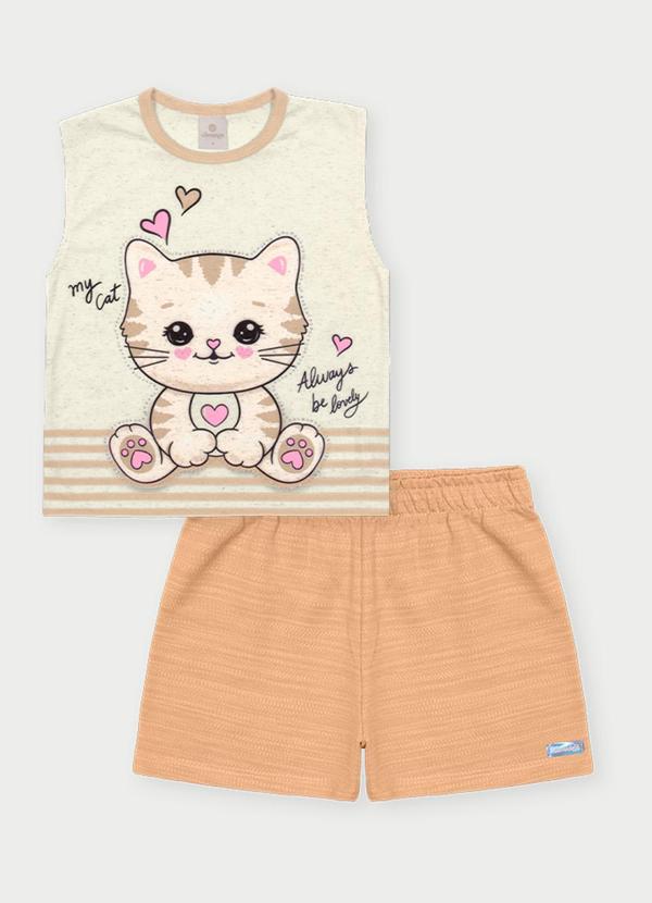 Abrange - Conjunto Menina Gatinho Bege