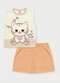 Abrange - Conjunto Menina Gatinho Rosa - variação: Bege