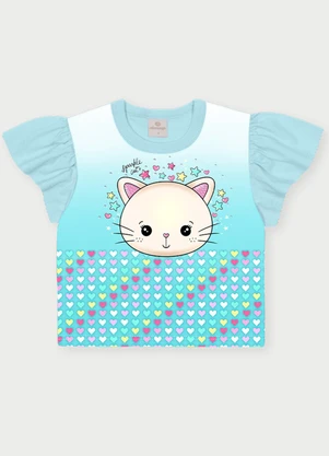 Abrange - Conjunto Menina Gatinho Brilhante Azul - ABRANGE