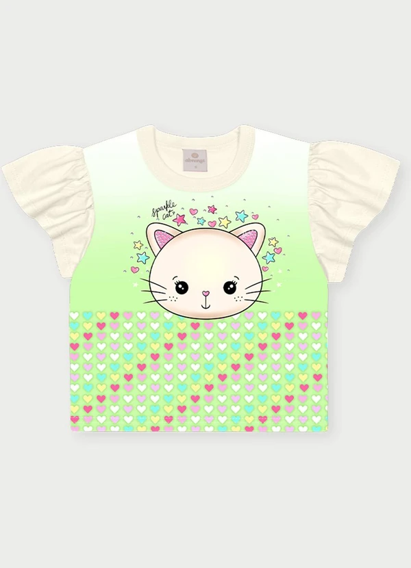 Abrange - Conjunto Menina Gatinho Brilhante Verde 2