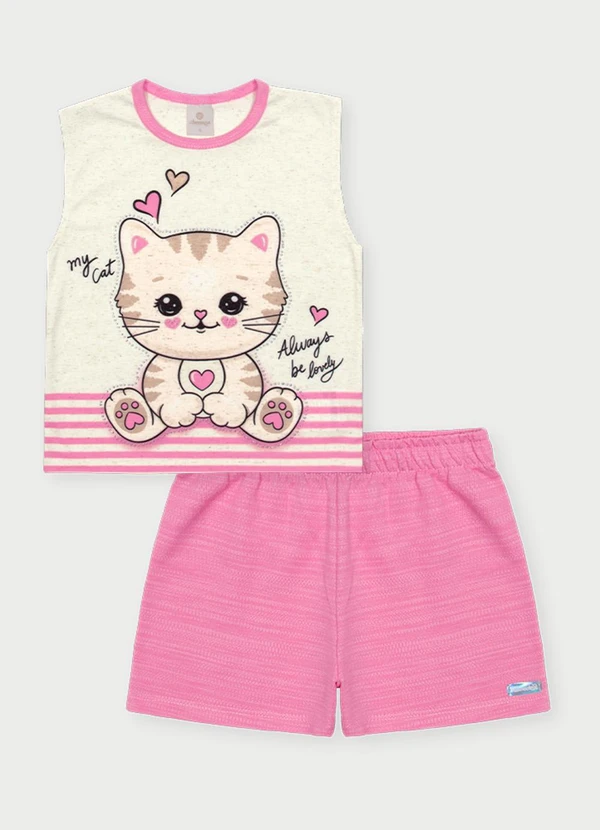 Abrange - Conjunto Menina Gatinho Rosa