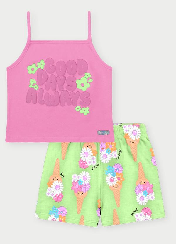 Abrange - Conjunto Menina Ice Cream Flowers Rosa