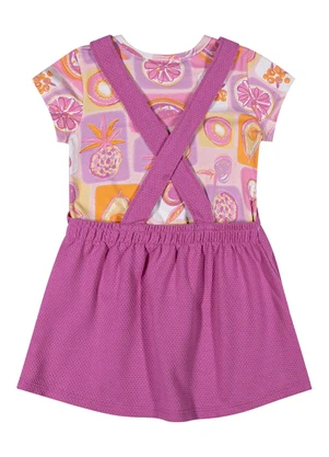Elian - Conjunto Menina Jardineira e Blusa Frutas Rosa - ELIAN