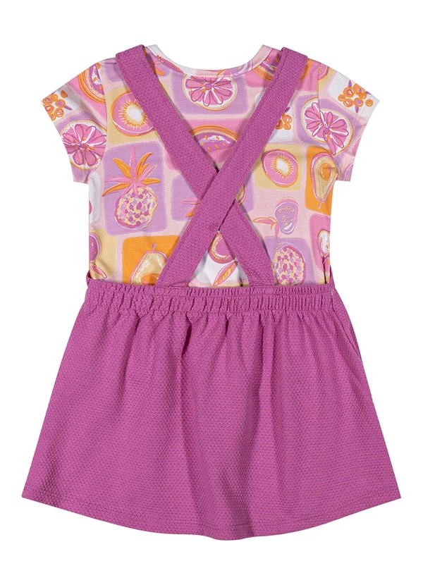 Elian - Conjunto Menina Jardineira e Blusa Frutas Rosa 2