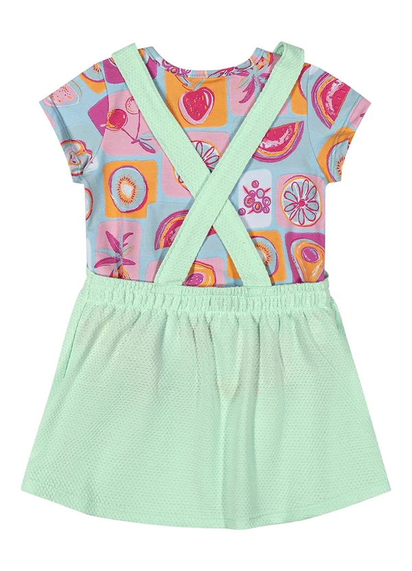 Elian - Conjunto Menina Jardineira e Blusa Frutas Verde 2
