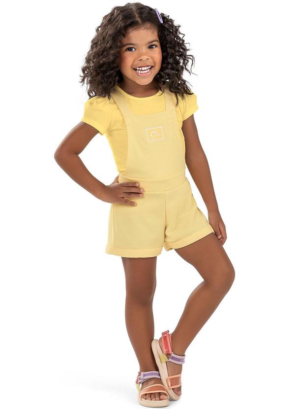 Elian - Conjunto Menina Jardineira Elian Amarelo