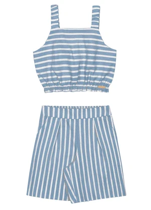 Alakazoo - Conjunto Menina Listrado com Detalhes LurexAzul - ALAKAZOO