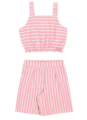 Alakazoo - Conjunto Menina Listrado com Detalhes LurexRosa - ALAKAZOO