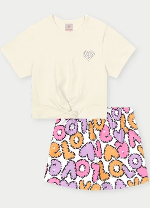 Abrange - Conjunto Menina Love Bege - ABRANGE