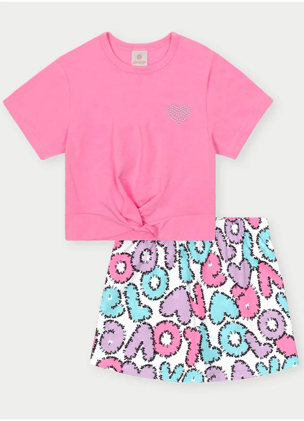 Abrange - Conjunto Menina Love Rosa