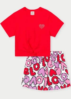Abrange - Conjunto Menina Love Vermelho - ABRANGE