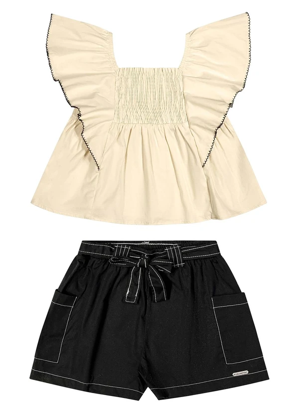 Colorittá - Conjunto Menina Mangas com Babado Bege 2