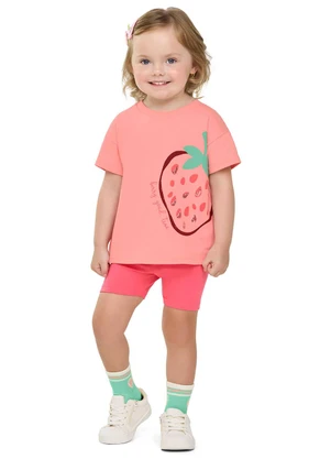 Elian - Conjunto Menina Morango Lantejoulas Laranja - ELIAN