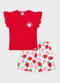 Abrange - Conjunto Menina Moranguinhos Bege - variação: Vermelho