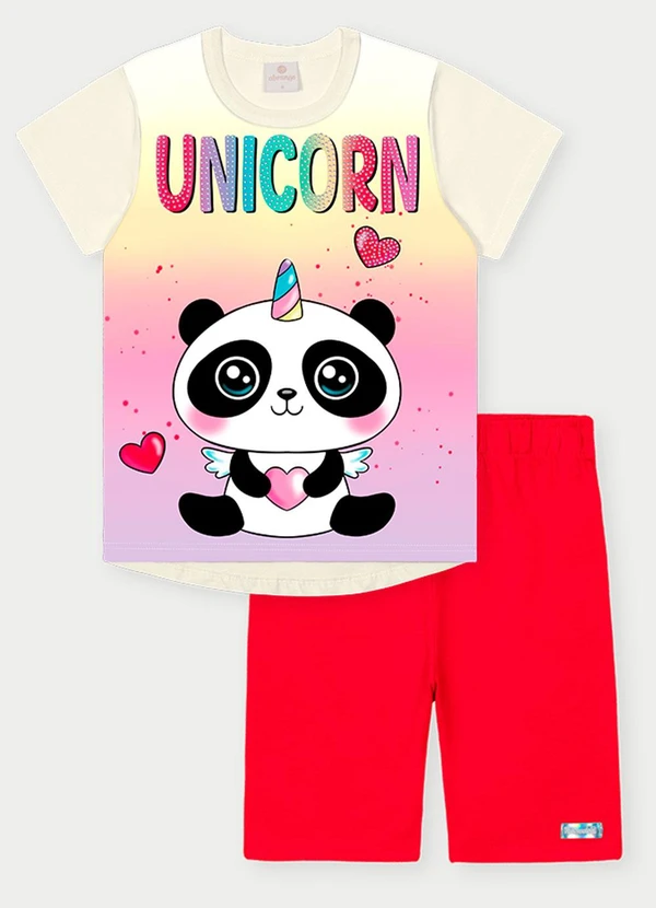 Abrange - Conjunto Menina Pandinha Vermelho