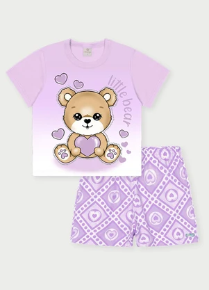 Abrange - Conjunto Menina Pequena Ursa Roxo - ABRANGE