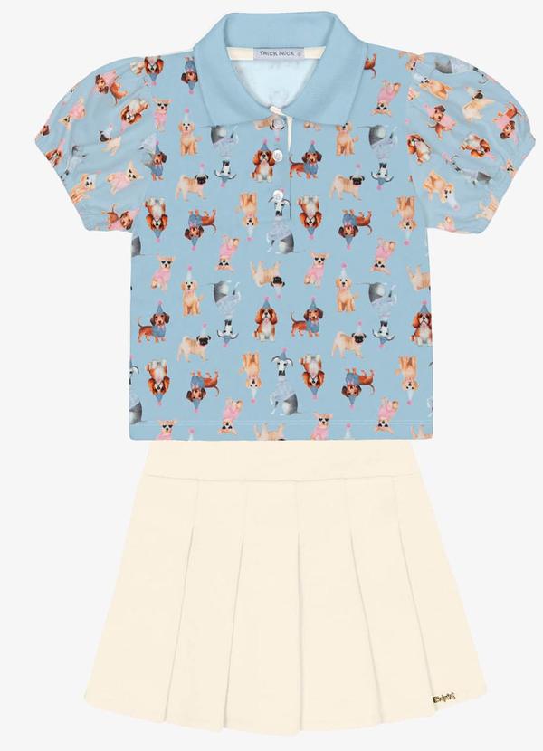 Trick Nick - Conjunto Menina Polo com Shorts Saia Azul