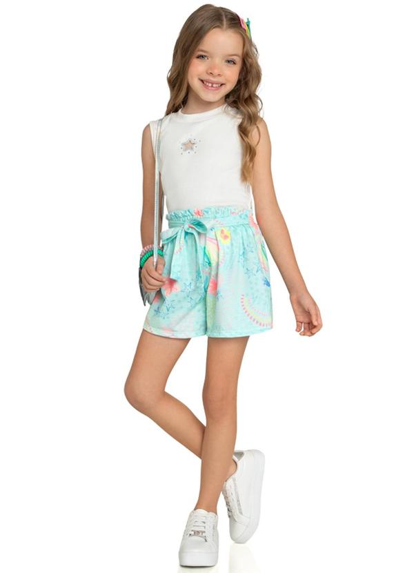Marlan - Conjunto Menina Regata e Shorts Palm Summer Bege