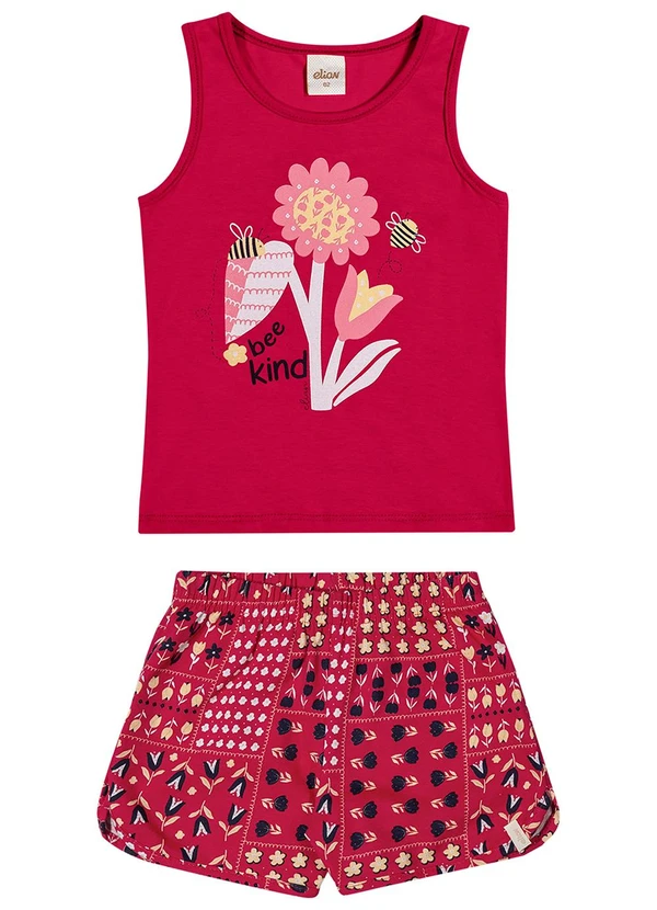Elian - Conjunto Menina Regata Estampada Vermelho 2