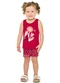 Elian - Conjunto Menina Regata Estampada Amarelo - variação: Vermelho