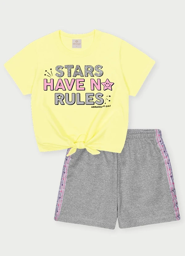 Abrange - Conjunto Menina Stars Amarelo