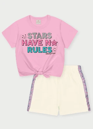 Abrange - Conjunto Menina Stars Rosa - ABRANGE