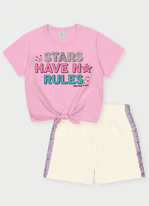 Abrange - Conjunto Menina Stars Rosa