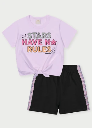 Abrange - Conjunto Menina Stars Roxo - ABRANGE