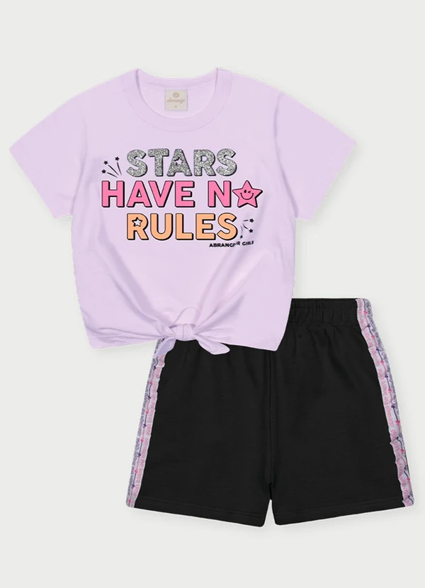 Abrange - Conjunto Menina Stars Roxo