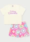 Abrange - Conjunto Menina Sweet Flowers Rosa - variação: Bege