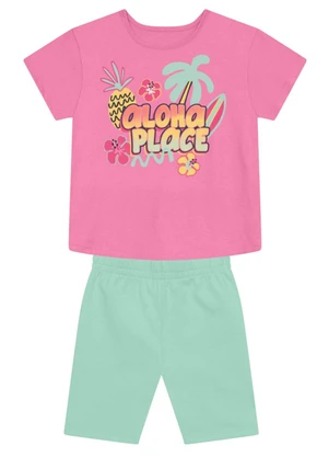 Brandili - Conjunto Menina Tropical com Glitter Rosa - BRANDILI