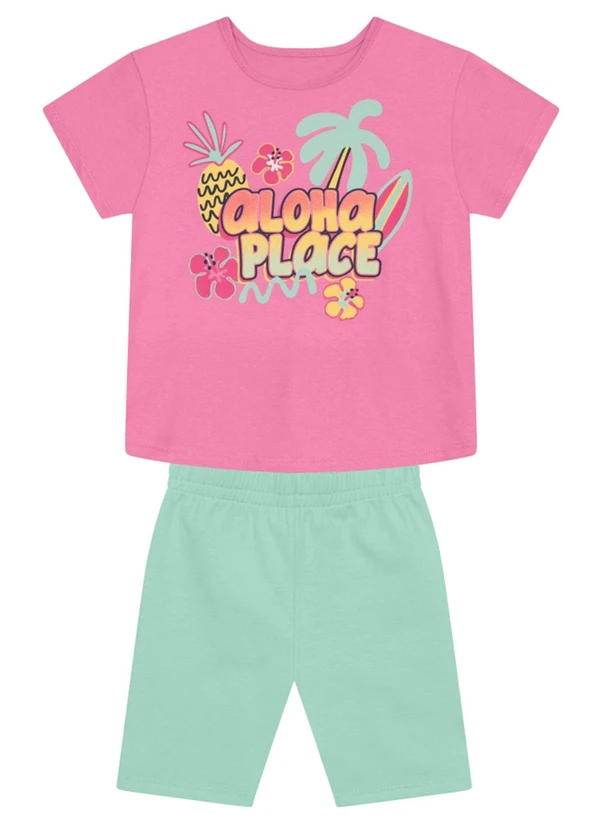 Brandili - Conjunto Menina Tropical com Glitter Rosa 1
