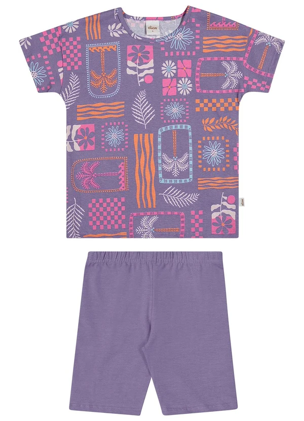 Elian - Conjunto Menina Tropical Geométrico Roxo 2