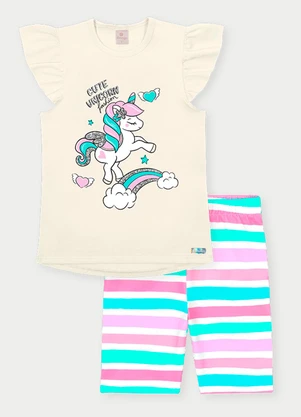 Abrange - Conjunto Menina Unicórnio Bege - ABRANGE
