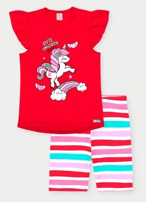 Abrange - Conjunto Menina Unicórnio Vermelho - ABRANGE