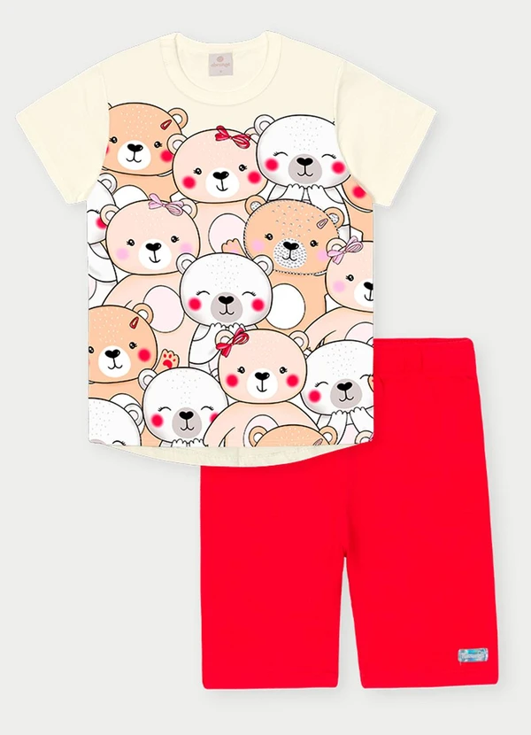 Abrange - Conjunto Menina Ursinhas Bege