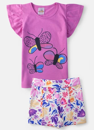 Laluna - Conjunto Menina Verão Arco-Íris Rosa - LALUNA