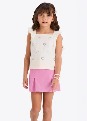 Rovi Kids - Conjunto Menina Verão com Shorts Saia Bege - ROVI KIDS