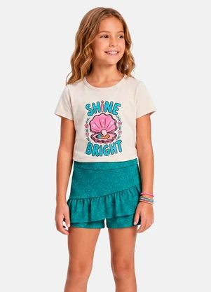 Laluna - Conjunto Menina Verão Shine Bright Off White - LALUNA