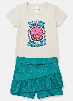 Laluna - Conjunto Menina Verão Shine Bright Off White - LALUNA