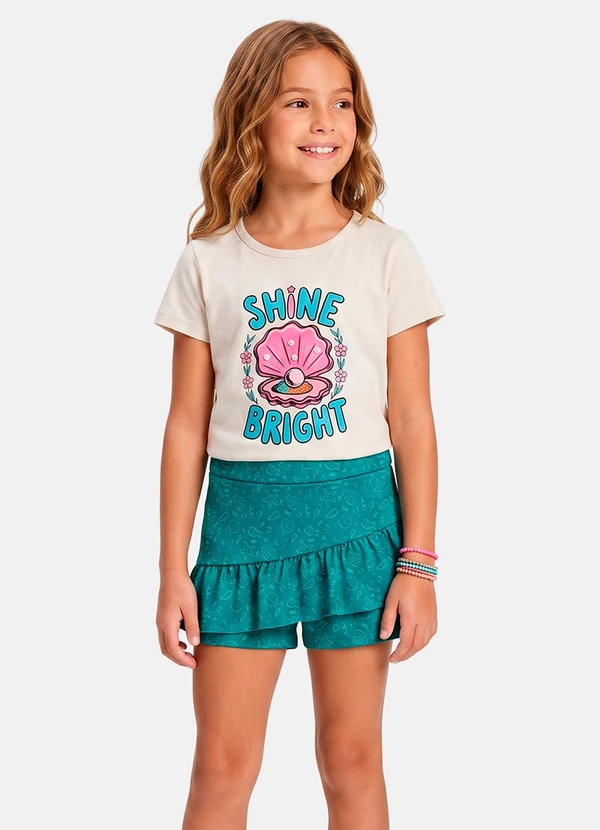 Laluna - Conjunto Menina Verão Shine Bright Off White