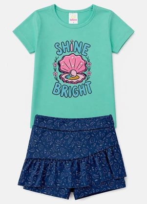 Laluna - Conjunto Menina Verão Shine Bright Verde Água - LALUNA