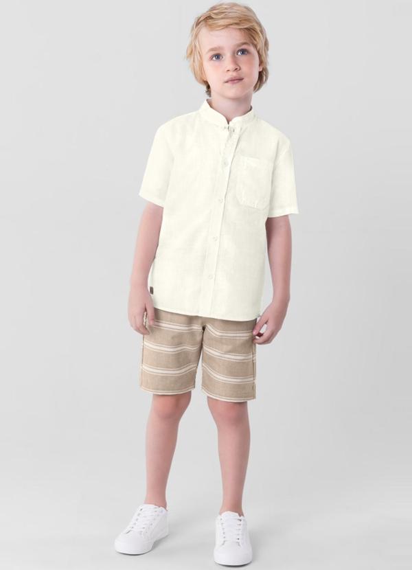 Brandili Mundi - Conjunto Menino com Camisa e Bermuda Natural