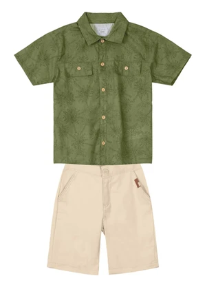 Brandili Mundi - Conjunto Menino com Camisa e Bermuda Verde - BRANDILI MUNDI