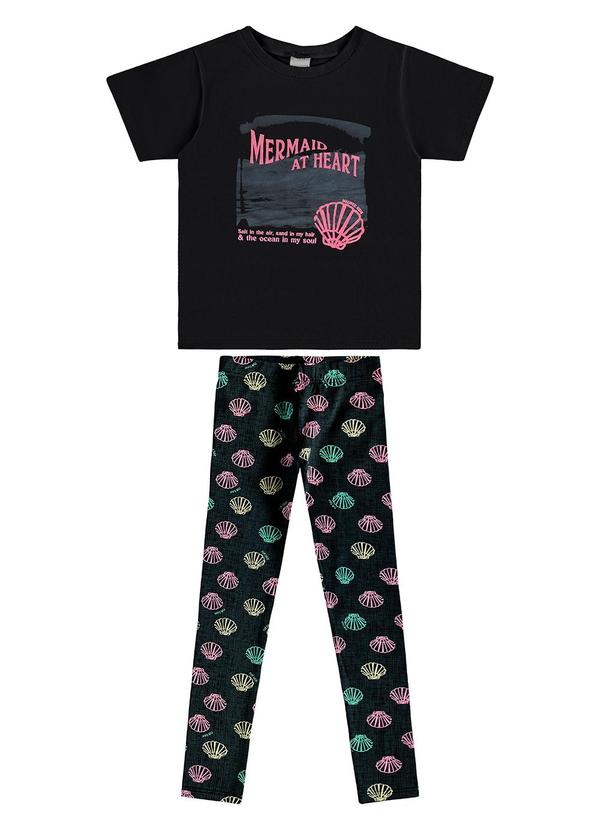 Malwee Kids - Conjunto Mermaid com Glitter Preto