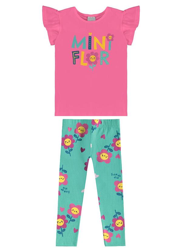 Malwee Kids - Conjunto Mini Flor Rosa Escuro