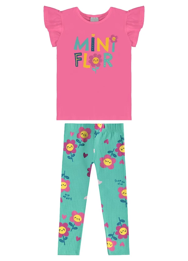 Malwee Kids - Conjunto Mini Flor Rosa Escuro